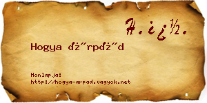 Hogya Árpád névjegykártya